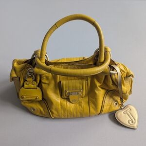 Juicy Couture Vintage Leather Yellow Purse With Bag Charm